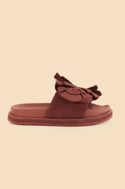 FARM Rio  WINE MONSTERA ANATOMIC SLIDE SANDAL