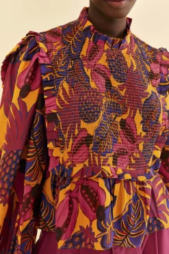 FARM Rio  YELLOW FRUIT DREAM LONG SLEEVE BLOUSE