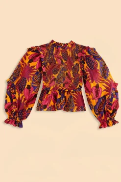 FARM Rio  YELLOW FRUIT DREAM LONG SLEEVE BLOUSE