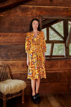 FARM Rio  YELLOW PALMS PARTY MIDI DRESS