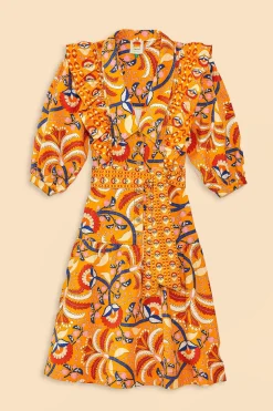 FARM Rio  YELLOW PALMS PARTY MIDI DRESS