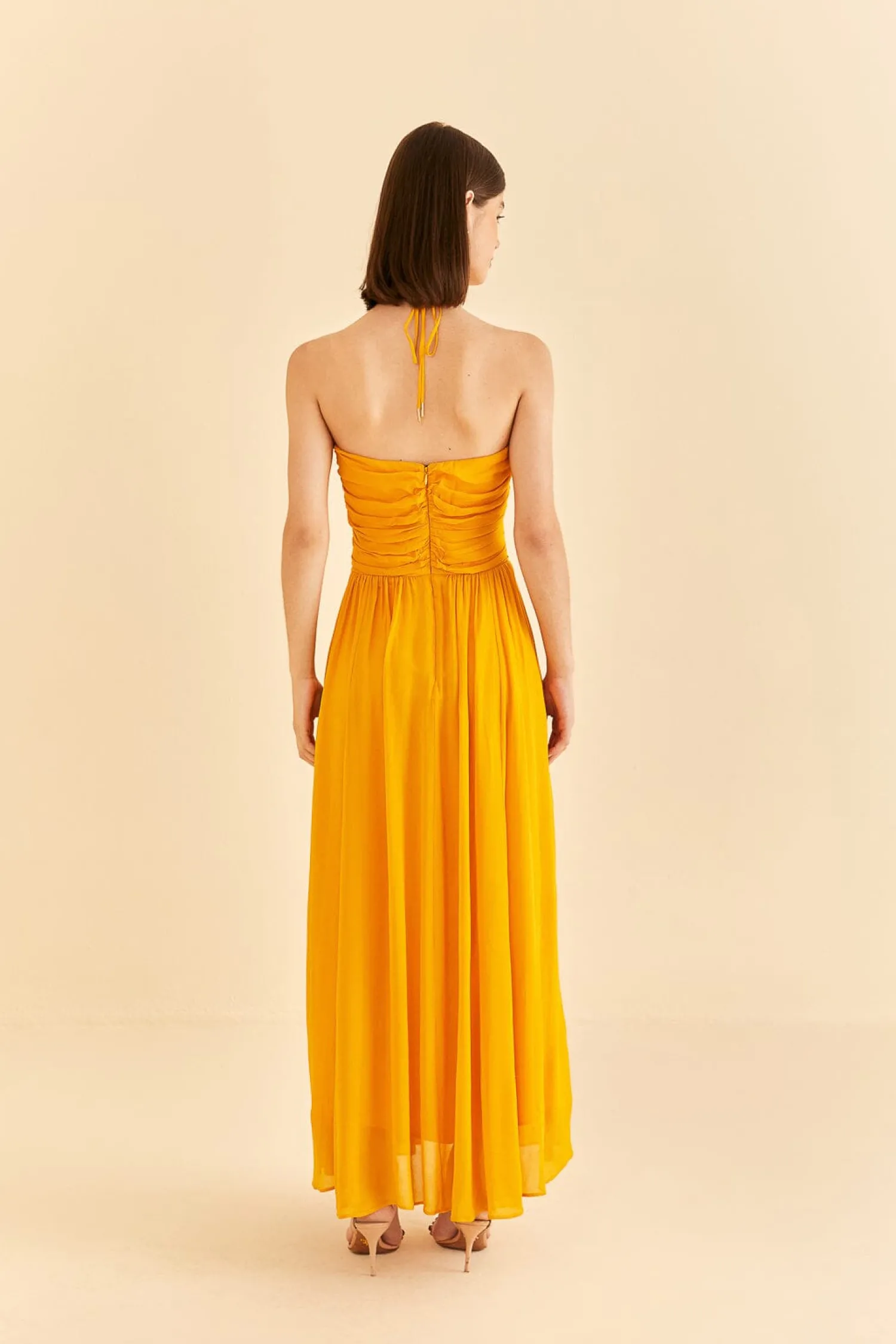 FARM Rio YELLOW SLEEVELESS MAXI DRESS WITH SUN BUCKLE